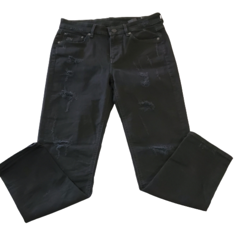 G-Star Raw Denim Black Distressed Skinny Leg Jeans Size 27 x 32